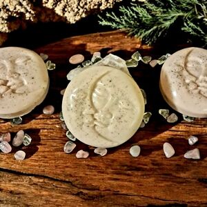 Hand crafted oatmeal and raisin sol and luna soap medallions